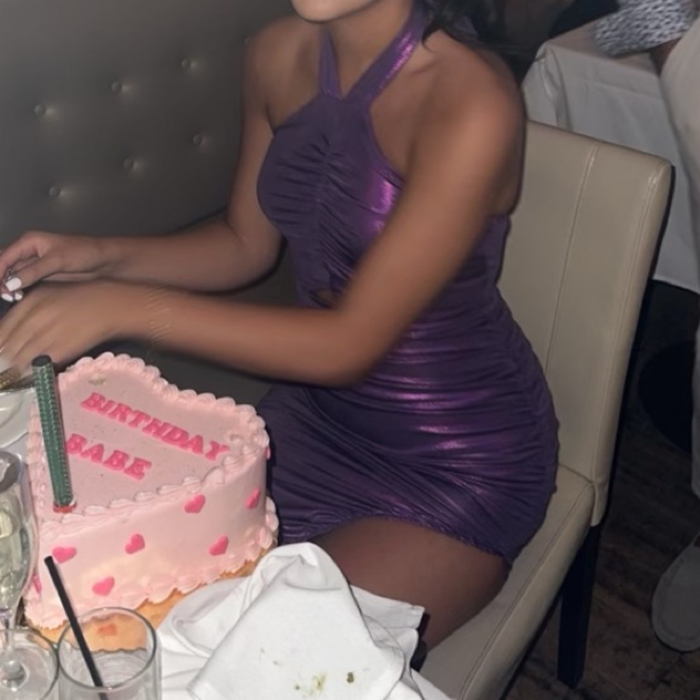 Purple midi Halter Mini Dress